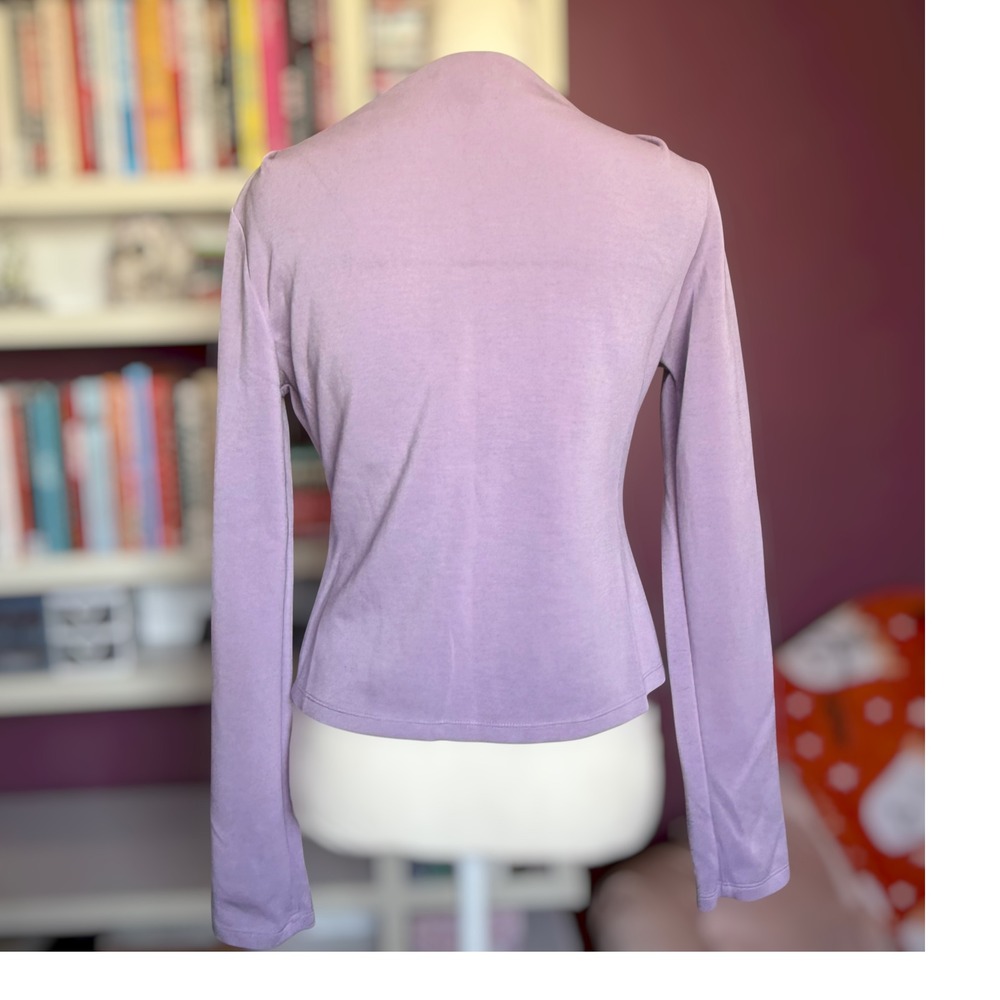 Banana Republic Top Small Purple Long Sleeve Boat Neck Pleated Shoulder Minimal